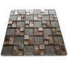 Silver Bronze Copper Textured Glass Metal Square Mosaic Wall Tile