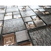 Silver Bronze Copper Textured Glass Metal Square Mosaic Wall Tile