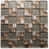 Silver Bronze Copper Textured Glass Metal Square Mosaic Wall Tile