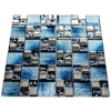 Blue Iridescent Foil Silver Chrome Metal Mosaic Wall Tile