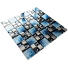 Blue Iridescent Foil Silver Chrome Metal Mosaic Wall Tile