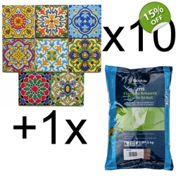 10x Set of 8 Moroccan Arabic Mosaic Wall Tile + Grout Brown Grout