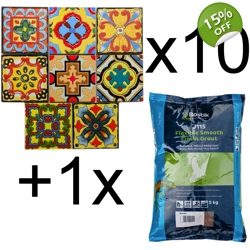 10x Set of 8 Moroccan Spanish Mosaic Wall Tile + Grout Brown Grout