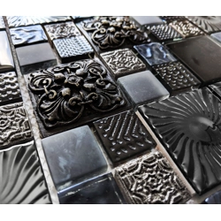 Ancient Stone Metal Glass High Relief 3D Mosaic Wall Tile