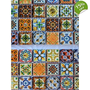 Imperfect Blurred Moroccan Vintage Multi Colour Arabic Turkish Mosaic Wall Tile