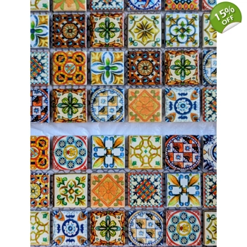 Imperfect Blurred Moroccan Vintage Multi Colour Arabic Turkish Mosaic Wall Tile