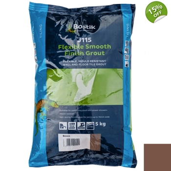 5kg Bostik J115 Brown Powdered Grout Flexible Waterproof Smooth Wall Floor Tile