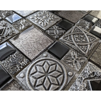 Celtic Anglo Saxon Ancient Stone Metal Glass Grey Black Mosaic Wall Tile