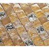 Beige Cream Nugget Crackle Glass Small Square Mosaic Wall Tile