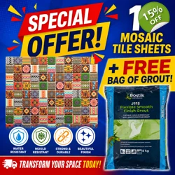 11x Ethnic Moroccan African Aboriginal Mosaic Wall Tile + 5kg Grout