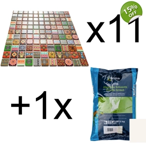 11x Ethnic Moroccan African Indian Aboriginal Mosaic Wall Tile + Grout