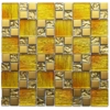 Luxury Gold Iridescent Glass Foil & Metal Square Mosaic Wall Tile