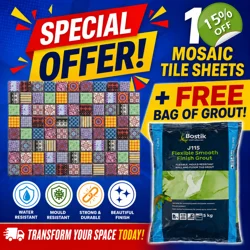 11x Moroccan Indian Boho Asian Ethnic Mosaic Wall Tile + Grout