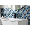 Blue Chrome Square Metal & Glass Mosaic Wall Tile - Bathroom & Kitchen Splashbacks