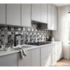 Celtic Ancient Grey Stone, Silver Metal & Glass Mosaic Wall Tile - Kitchen, Bathroom & Feature Wall