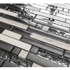 Silver Chrome Metal Glass Long Grey Stone Rectangle Mosaic Wall Tile