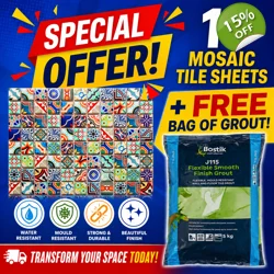 11x Modern Moroccan Multi Colour Mosaic Wall Tile + Grout