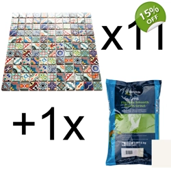 11x Modern Moroccan Mosaic Wall Tile + Grout