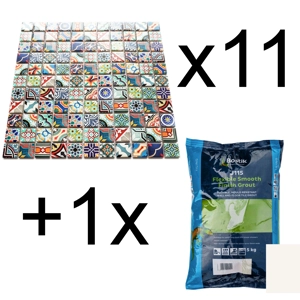 11x Modern Moroccan Mosaic Wall Tile + Grout
