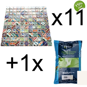 11x Modern Moroccan Mosaic Wall Tile + Grout