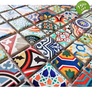 Moroccan Modern Colour Ceramic Square Ethnic Arabic Mosaic Wall Tile
