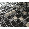 Black Ancient Pattern Silver Chrome Square Mosaic Wall Tile