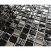 Black Ancient Pattern Silver Chrome Square Mosaic Wall Tile