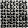 Black Ancient Pattern Silver Chrome Square Mosaic Wall Tile