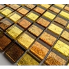 Copper Gold Foil Backed Square Brown Red Mosaic Wall Tile
