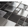 Black Silver Grey Foil Glass Brushed Steel Metal Mosaic Wall Tile