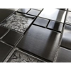 Black Silver Grey Foil Glass Brushed Steel Metal Mosaic Wall Tile