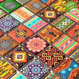 Ethnic Moroccan African Indian Aboriginal Mosaic Wall Tile