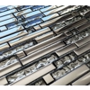Pre-Order Long Chrome Rectangle Silver Grey Metal Glass Mosaic Wall Tile