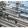 Pre-Order Long Chrome Rectangle Silver Grey Metal Glass Mosaic Wall Tile