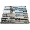 Pre-Order Long Chrome Rectangle Silver Grey Metal Glass Mosaic Wall Tile