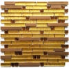 Copper Gold Foil Glass Metal Long Rectangle Mosaic Wall Tile