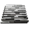 Silver Grey Turned Brushed Steel Metal Long Rectangle Mosaic Wall Tile