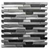 Silver Grey Turned Brushed Steel Metal Long Rectangle Mosaic Wall Tile