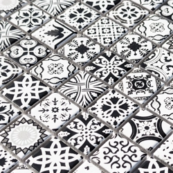 Pre-Order Black And White Grey Moroccan Traditional Ceramic Mosaic Wall Tile