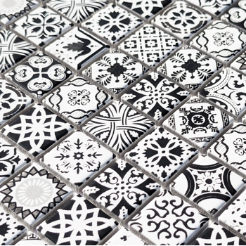 Black & White Grey Moroccan Traditional Ceramic Mosaic Wall Tile