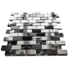 Brushed Steel Silver Grey Metal Black Crackle Glass Mosaic Wall Tile