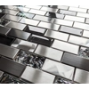 Brushed Steel Silver Grey Metal Black Crackle Glass Mosaic Wall Tile