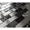 Brushed Steel Silver Grey Metal Black Crackle Glass Mosaic Wall Tile