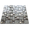 Silver Chrome Metal & Light Foil Glass Grey Square Mosaic Wall Tile