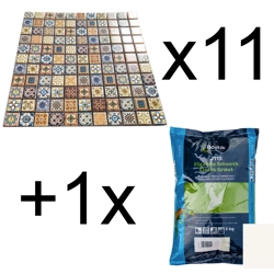 11x Moroccan Vintage Mosaic Wall Tile + Grout