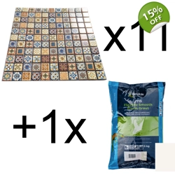 11x Moroccan Vintage Mosaic Wall Tile + Grout