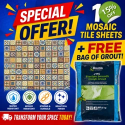 11x Moroccan Vintage Turkish Arabic Mosaic Wall Tile + Grout