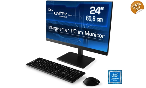 CSL Unity PRO F24B-GLS All-in-One PC (24-инчов, Intel® Celeron N4120, UHD Graphics 600, 8 GB RAM, 12