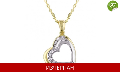 Дамско Колие от 10K Двутоново Злато с Кристали