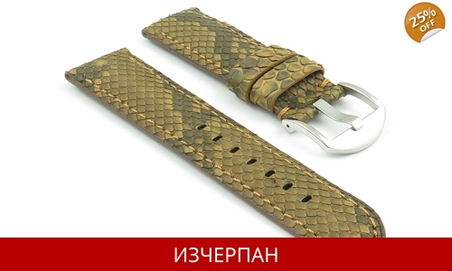 Светло Зелена Каишка за Часовник от Питон